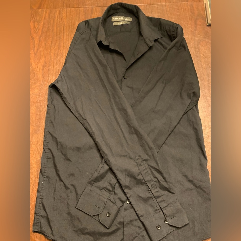 Men's Primark Size Small Slim Fit Black Dress Shirt